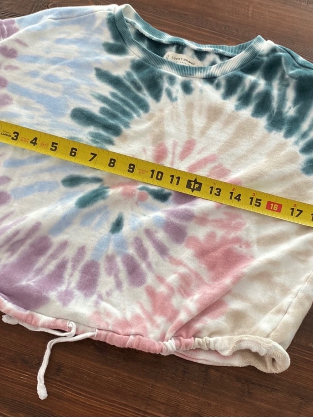 LUCKY BRAND Tie Dye cropped drawstring sweatshirt XS - Picture 4 of 12